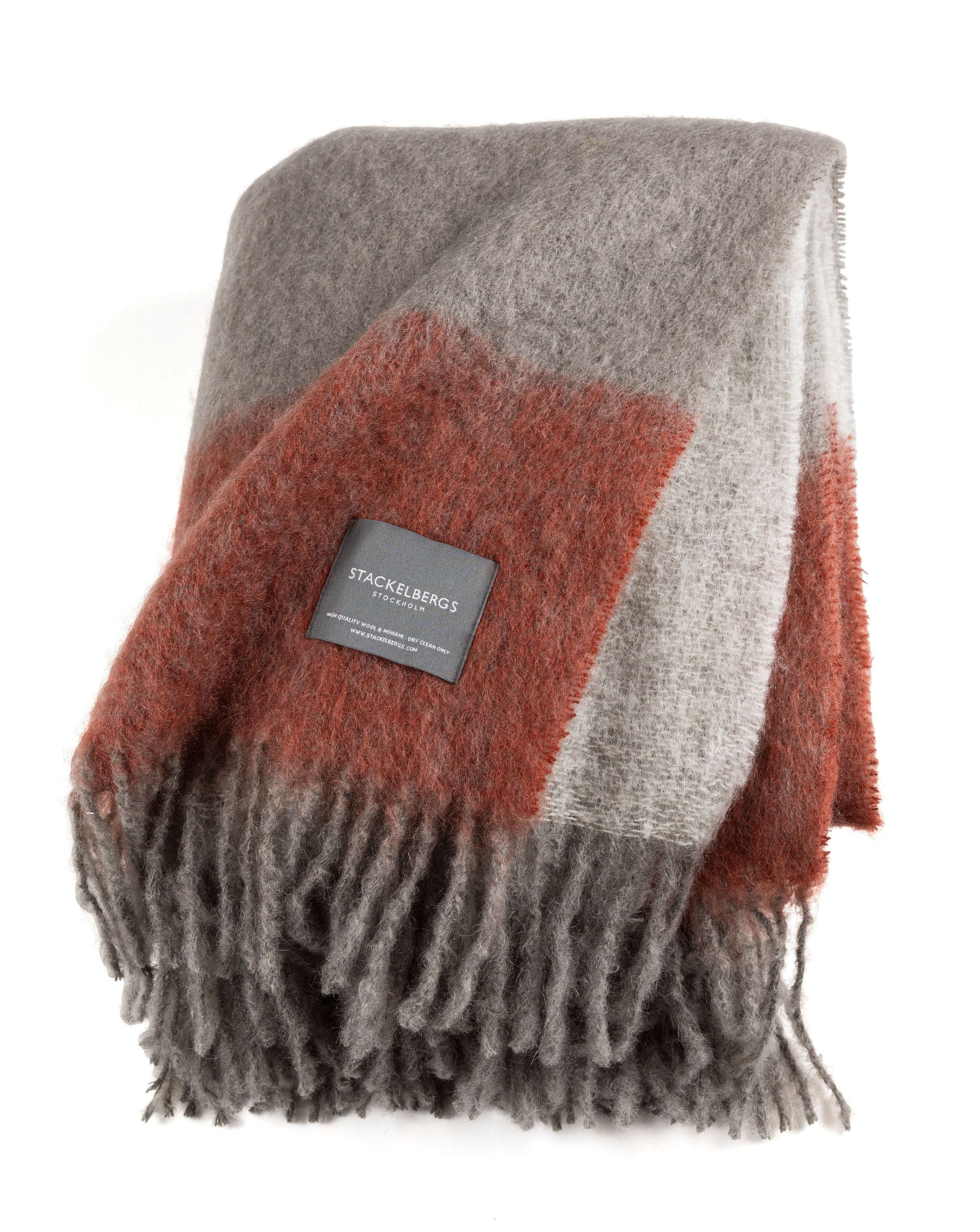 Stackelbergs】 モヘアブランケット| Brick & Brindle Stripe 130 x